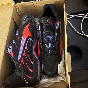 Puma Black Sneakers with Red & Purple Flame Detailing